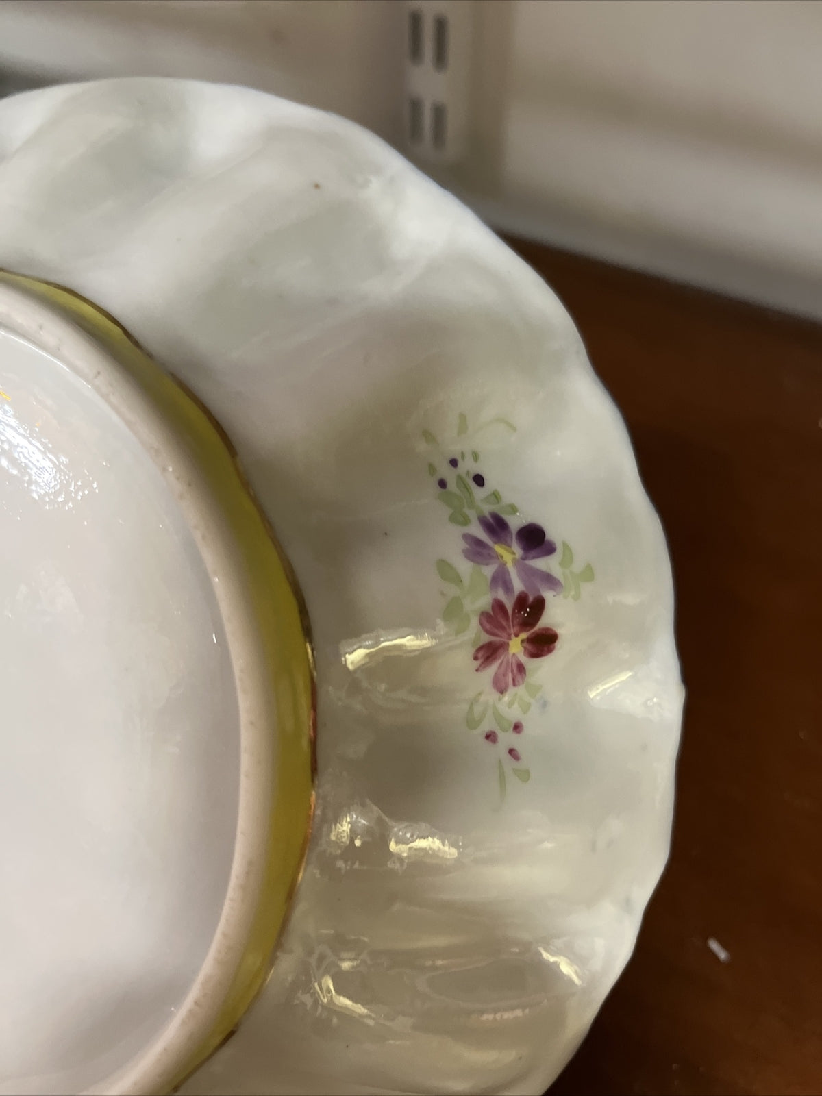 PRETTY VINTAGE CHINA "BLUE FLORAL" SCALLOPED BOWL 8.5"