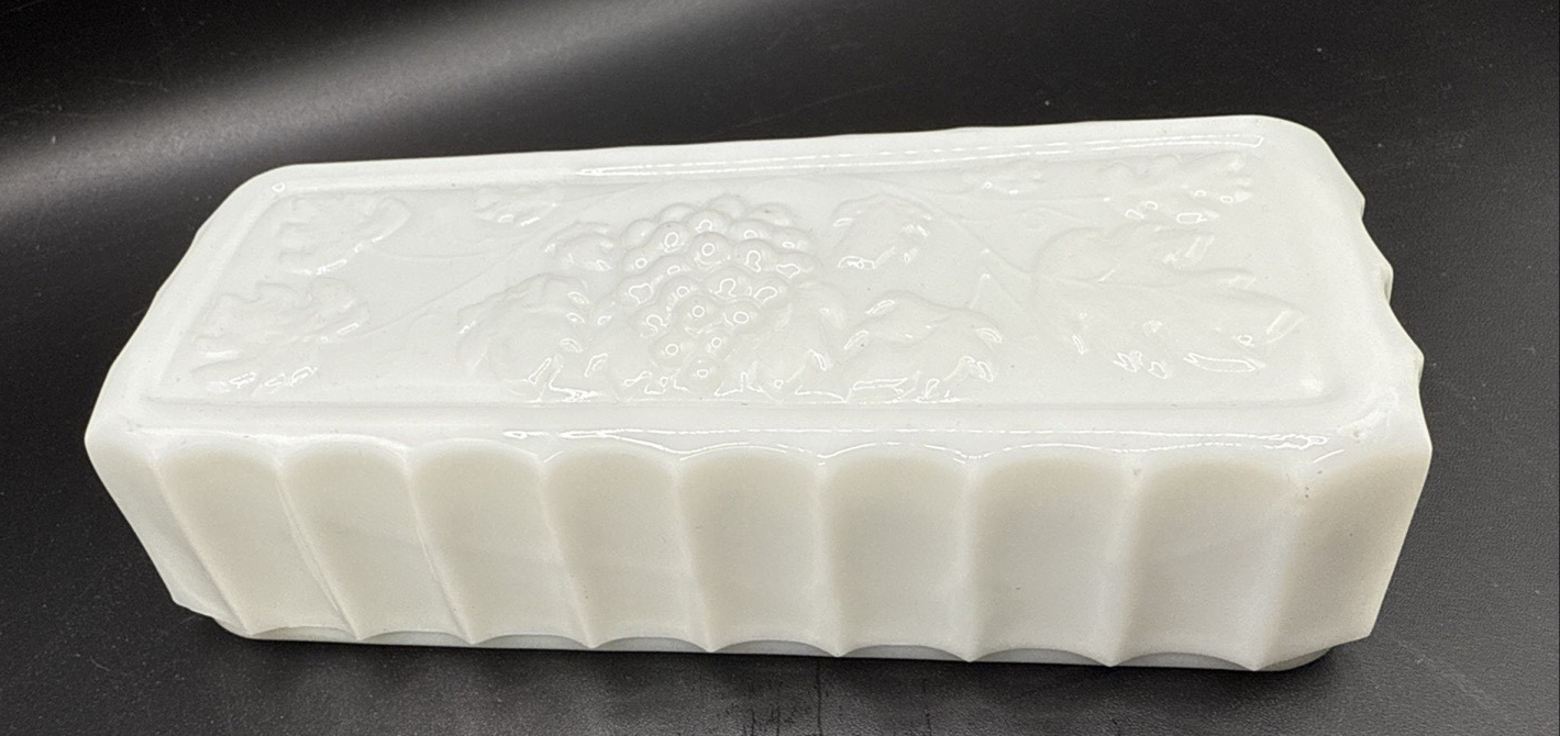 Westmoreland Covered Butter Dish White Milk Glass Paneled Grape - TOP ONLY
