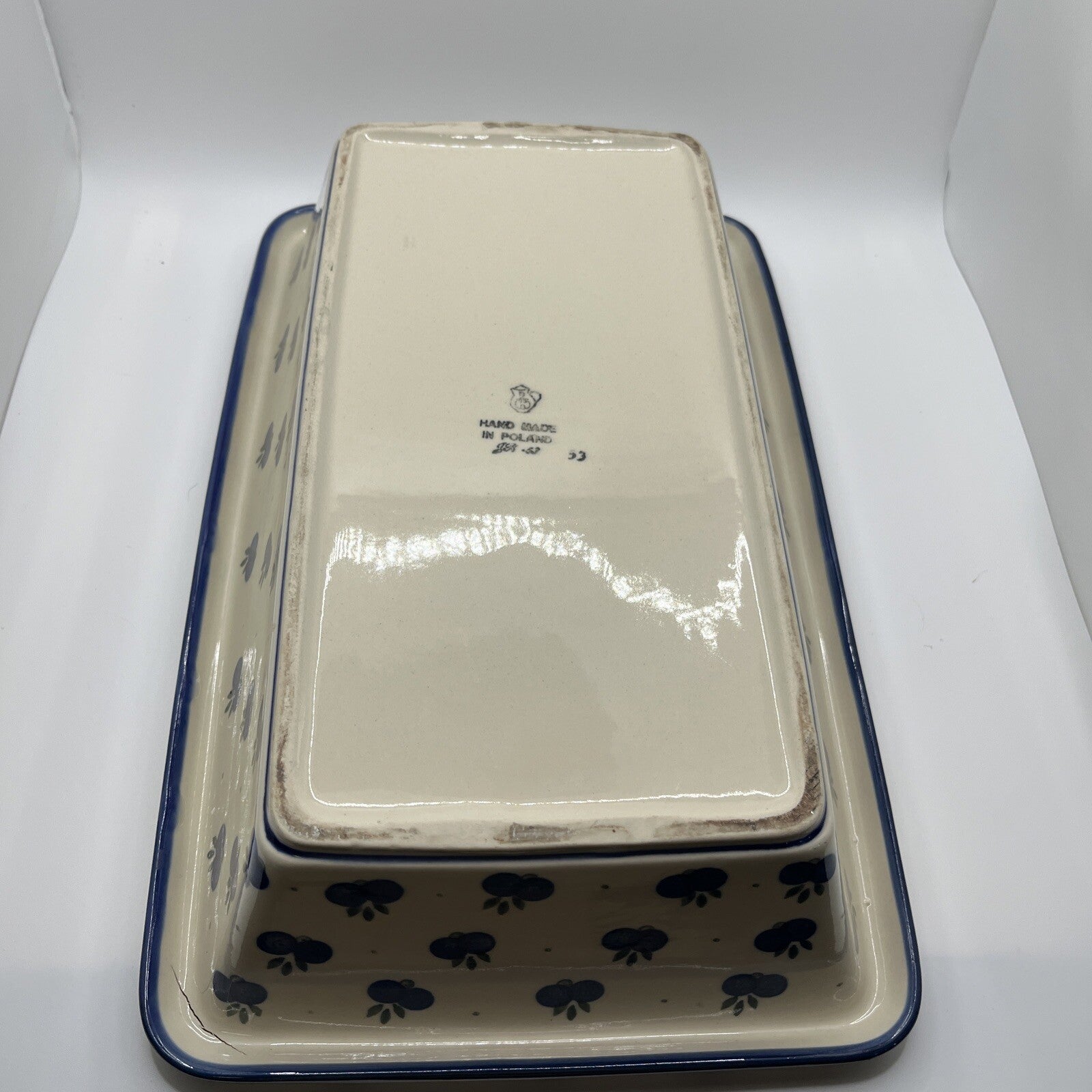 Wild Blueberry Polish Pottery Loaf Baker 14” X 8”