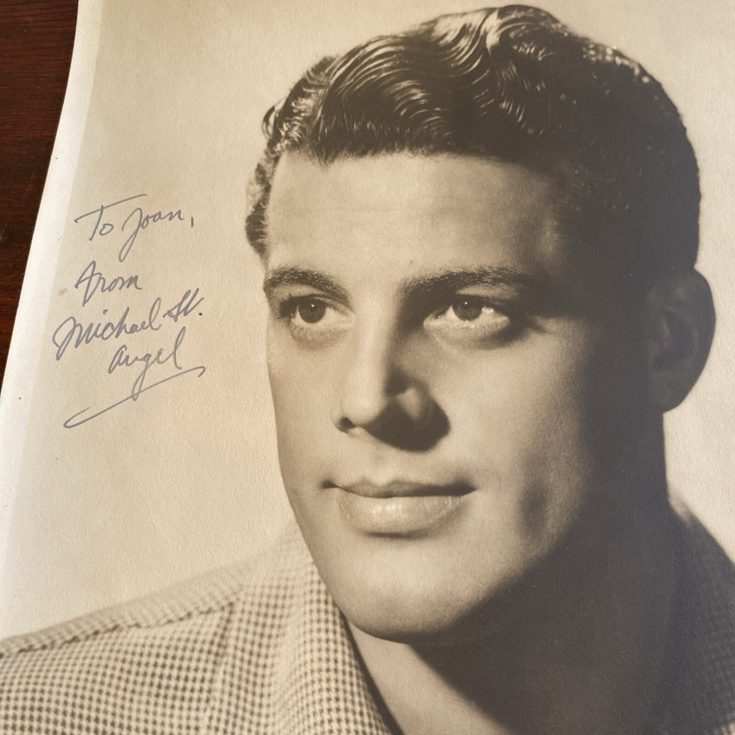 Vintage AUTOGRAPHED INK Real PHOTO 8 x 10 Michael St Angel 1940's Actor