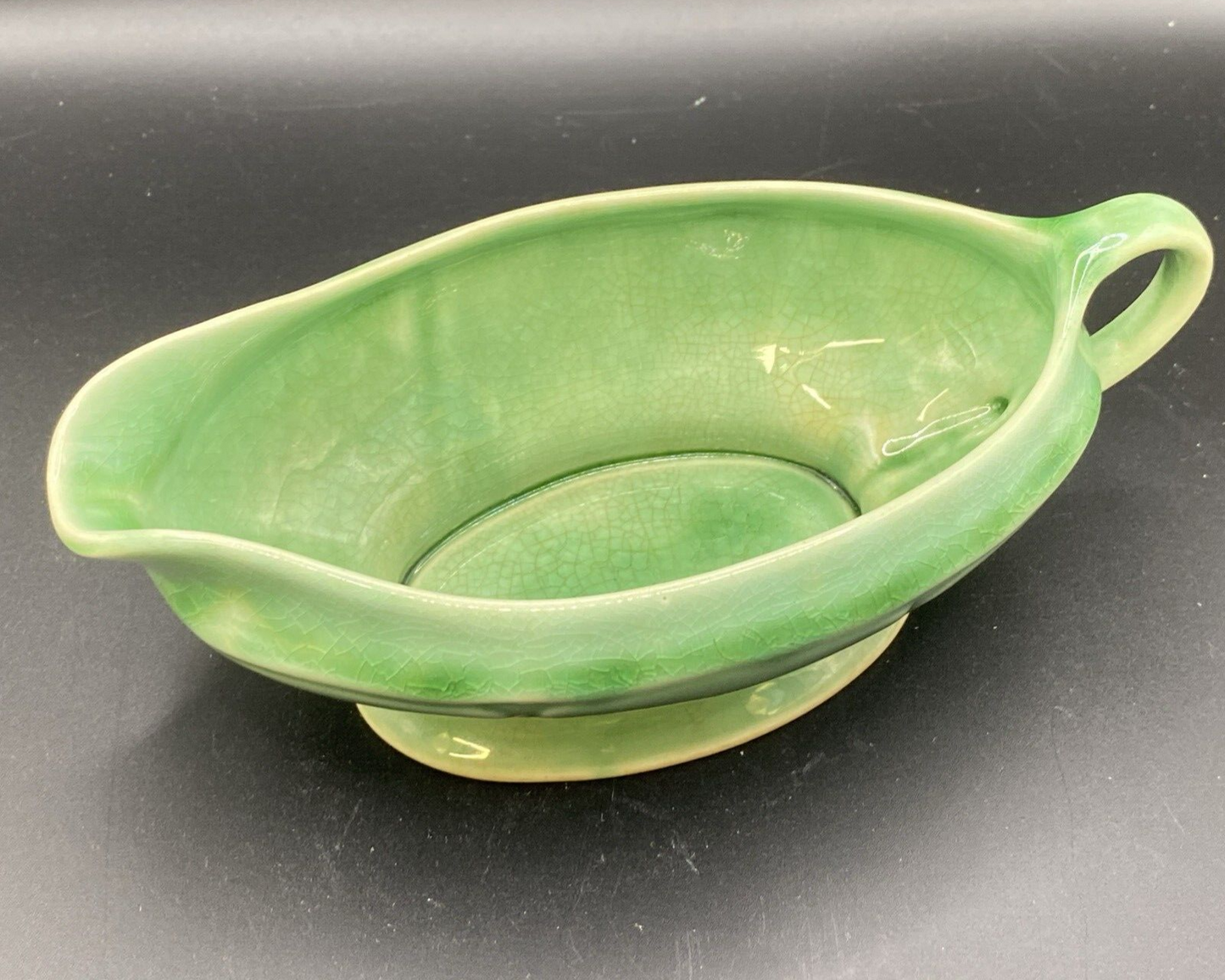 1930's Petalware Mount Clemens LIGHT Green Gravy Boat 8"