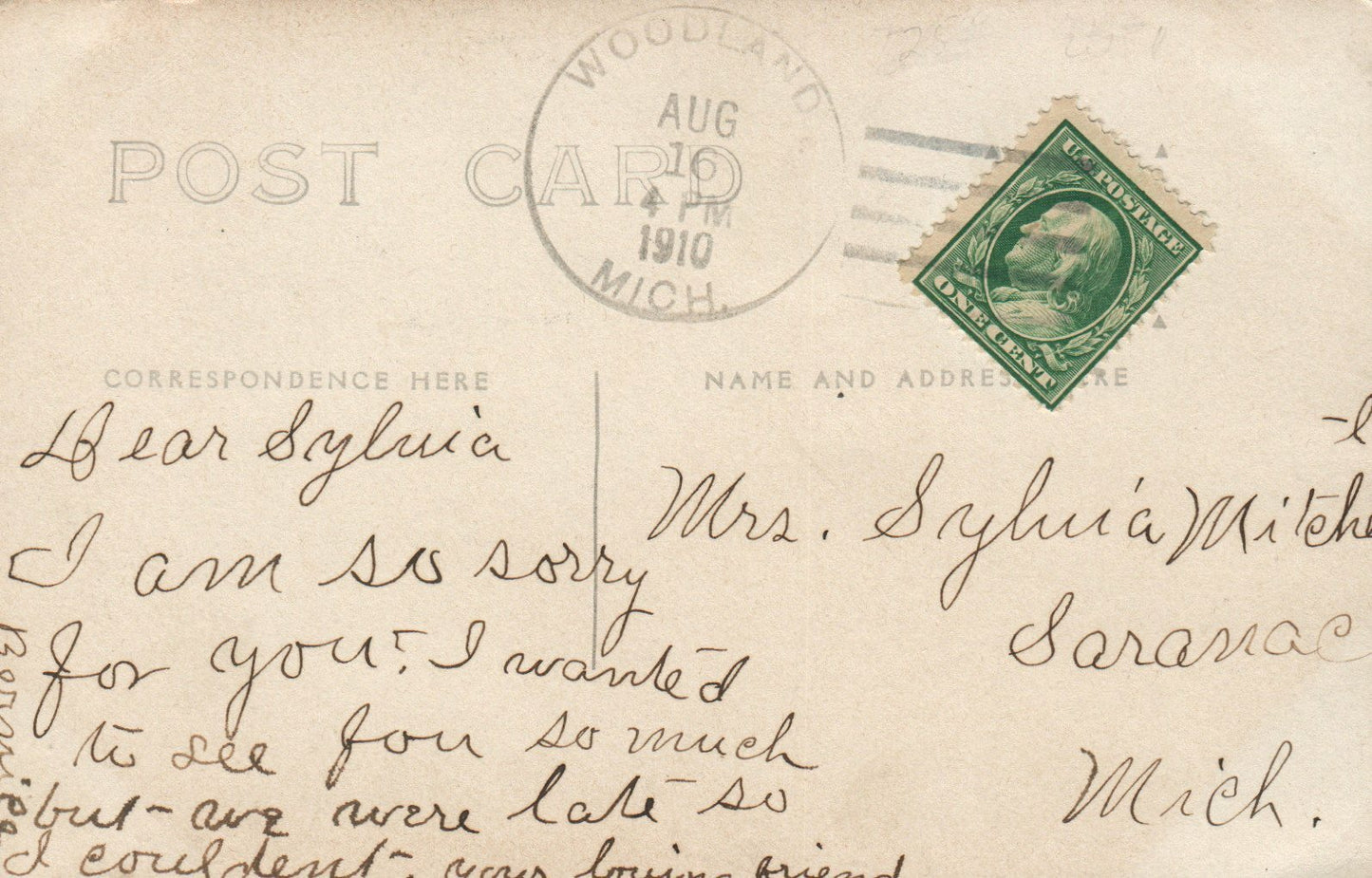 North Main Street Real Photo Homes Woodland MI Michigan Vintage Postcard