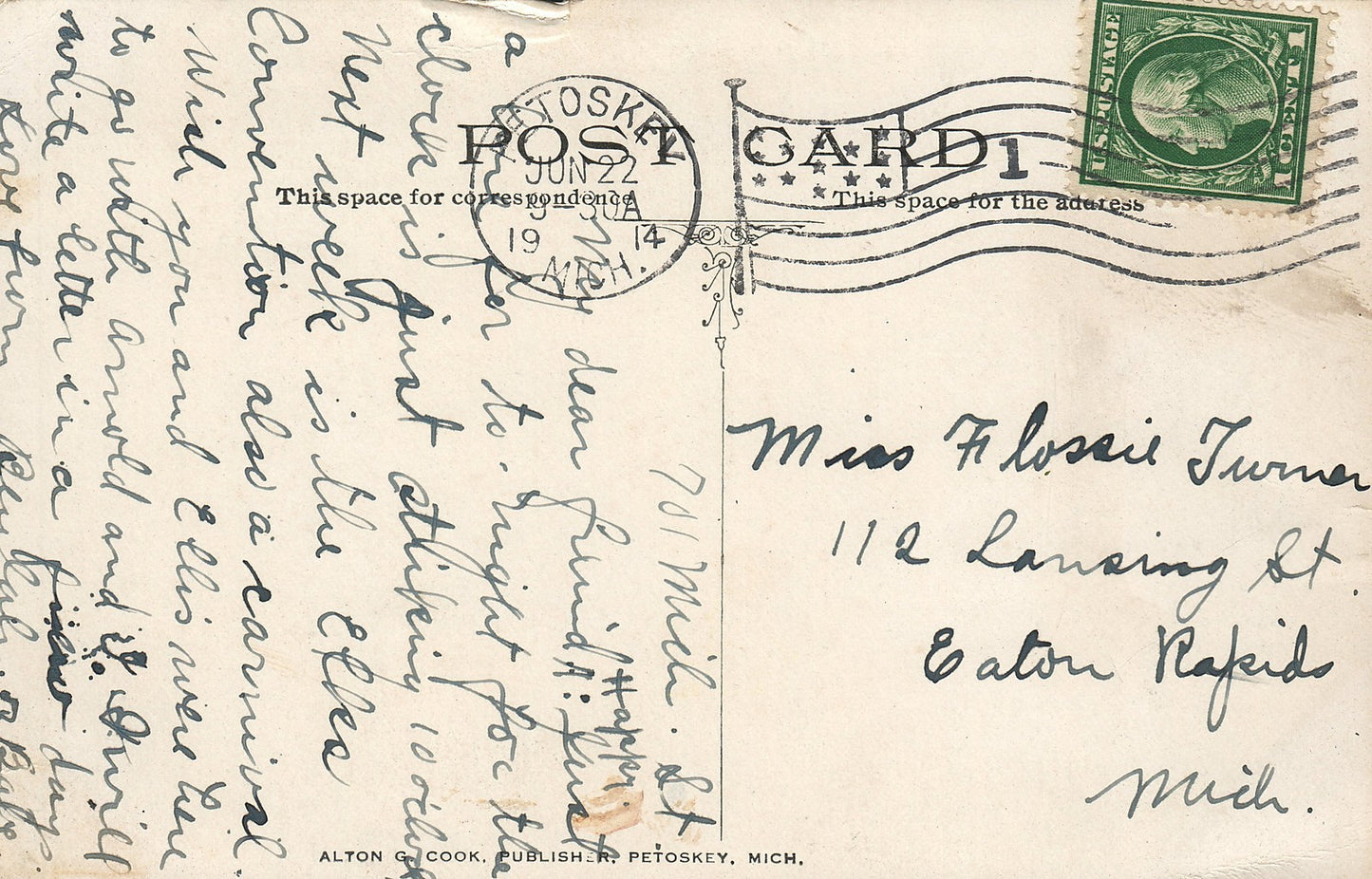 1914 The Terraces in PM Park Petoskey Michigan MI Postcard