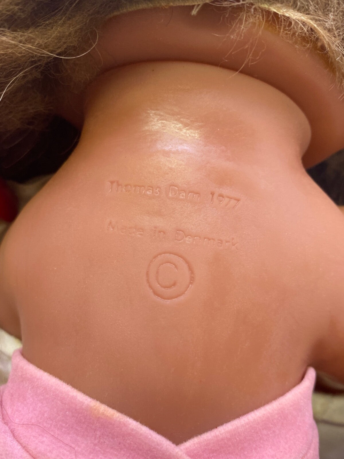 1977 Vintage Thomas Dam Troll Doll 9" Norfin Girl Pink Poodle Skirt & white top