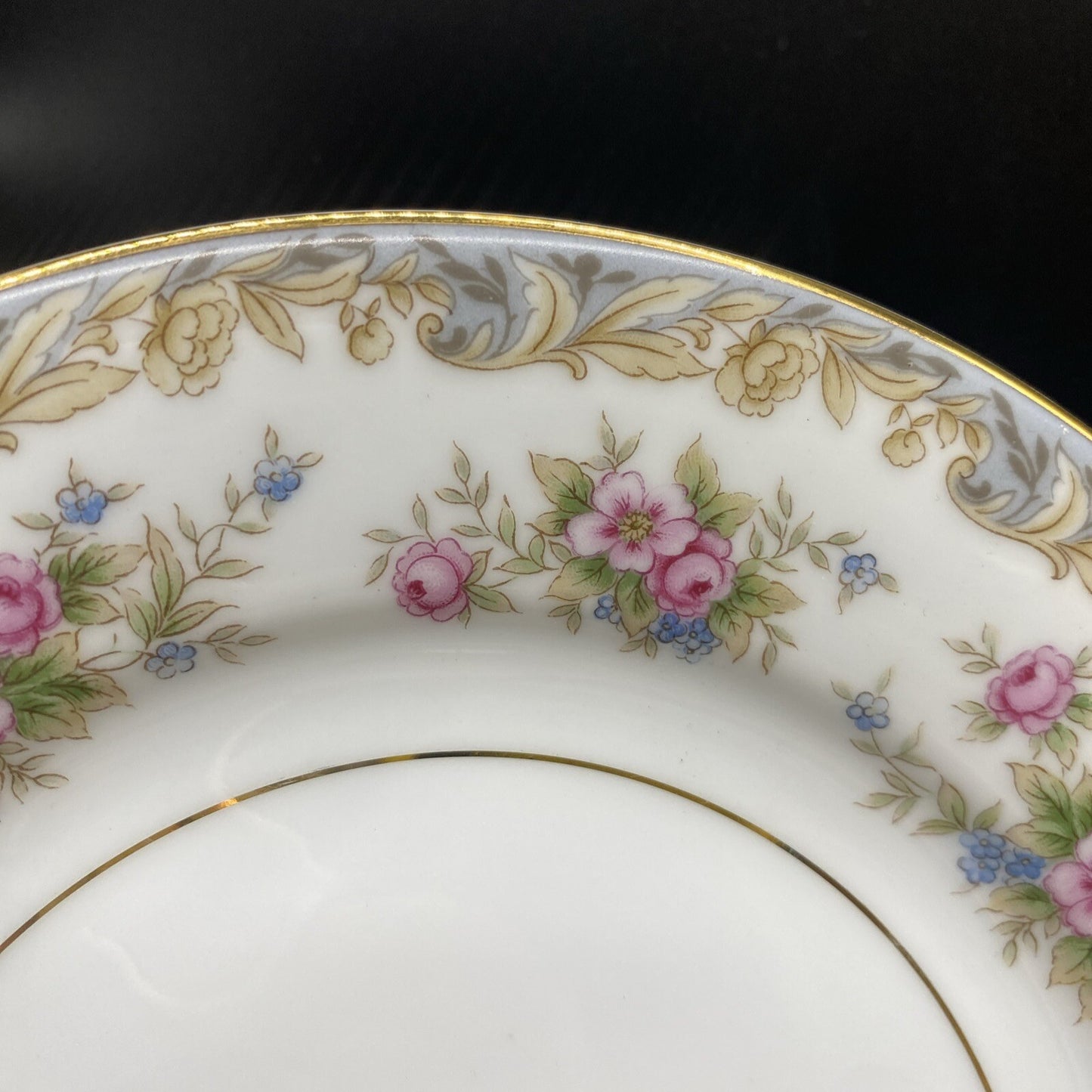 7.5" Noritake China Somerset SALAD Plate Floral Design with Gold Trim Vintage