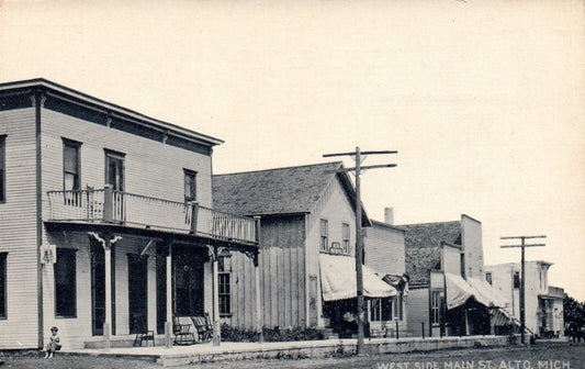West Side of Main Street in Alto Michigan Vintage Postcard