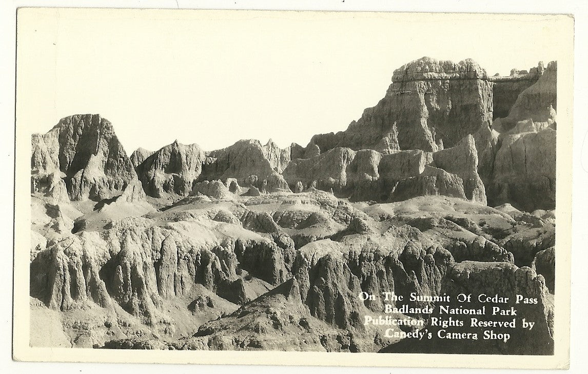 Real Photo Summit of Cedar Pass Badlans national Park SD South Dakota Postcard