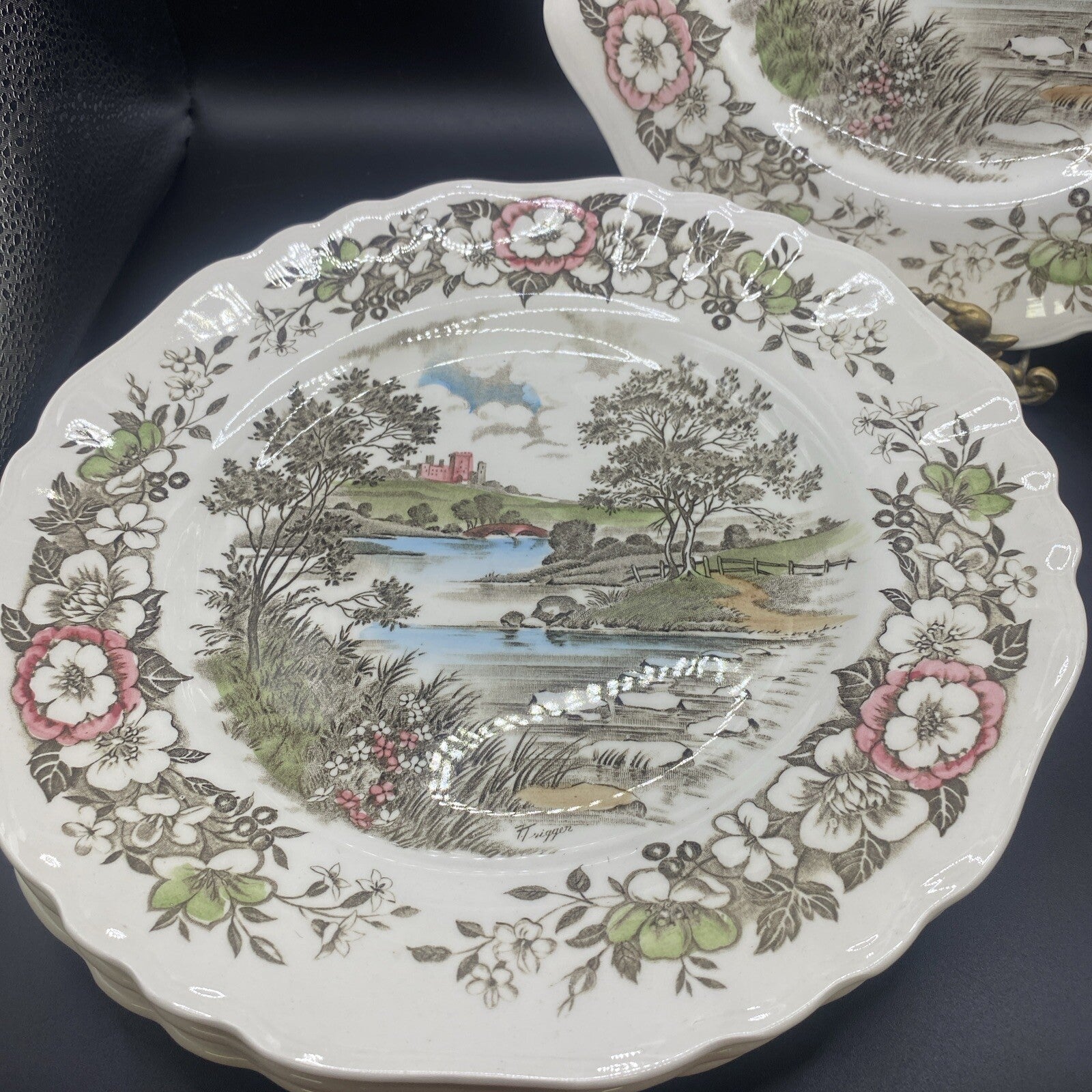 6 10" Dinner Plates English Staffordshire J & G Meakin Stratford-On-Avon
