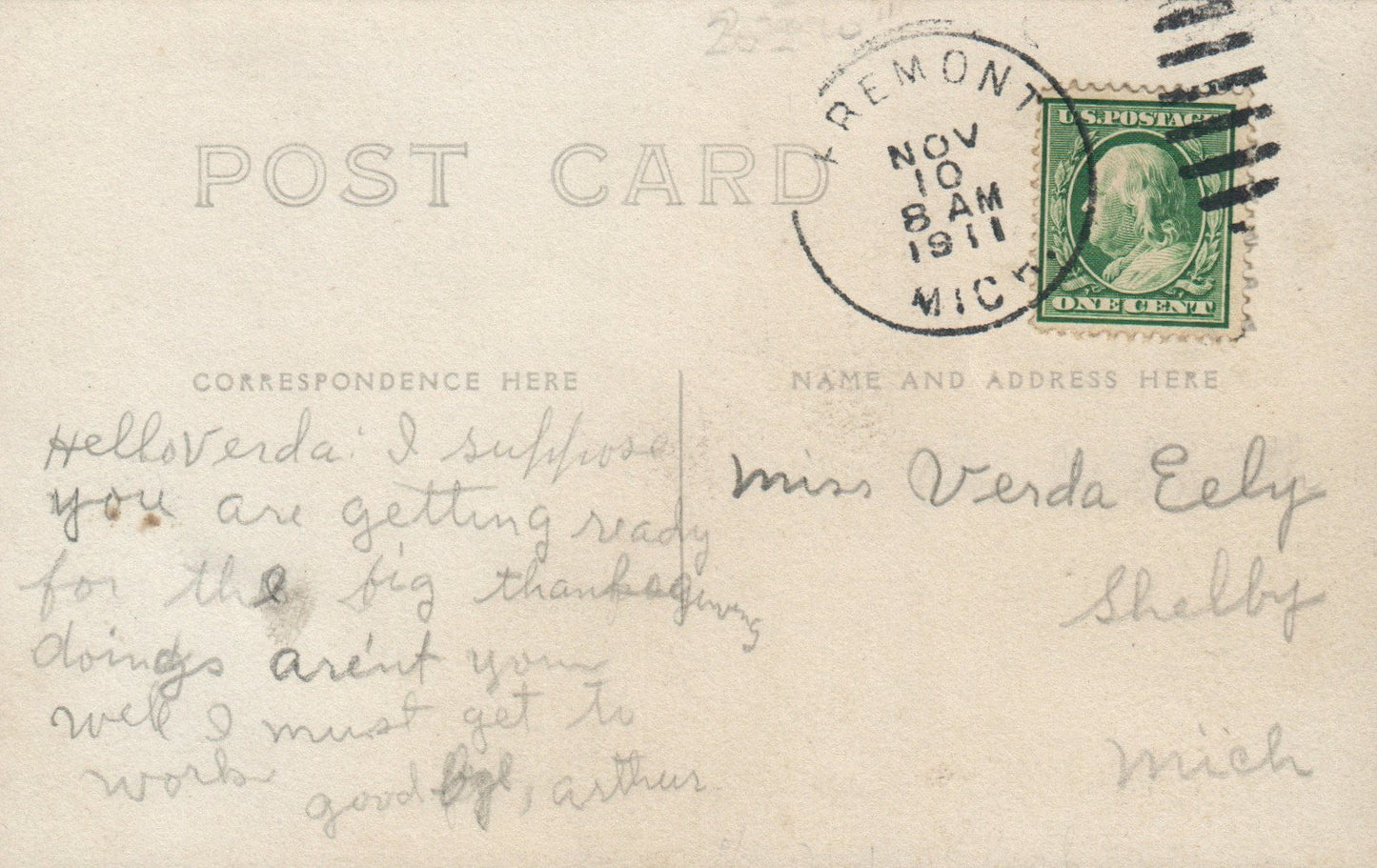 14 Hotel De Haas Fremont Michigan Mich MI Postcard RPPC 1911