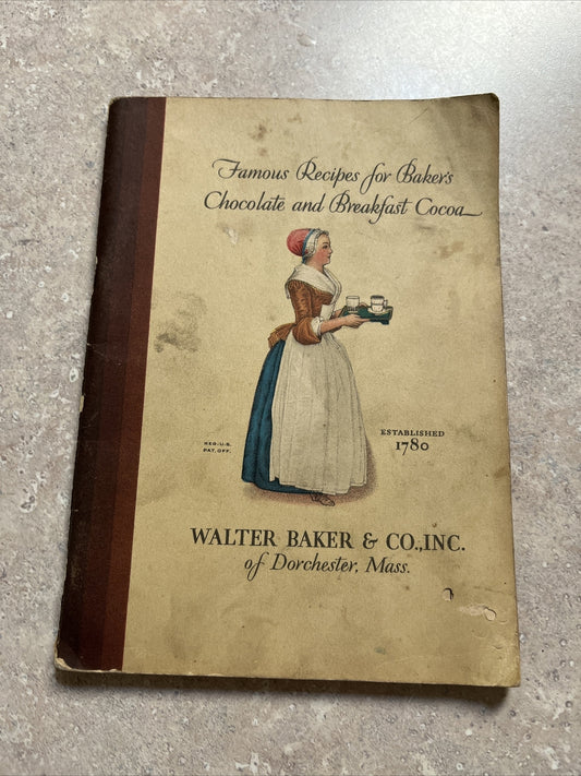 WALTER BAKER & Co 1928 Recipe Booklet Chocolate Breakfast Cocoa Dorchester Mint