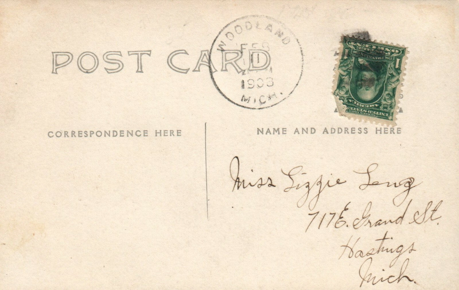 Woodland Real Photo Advertising Town Mich MI Michigan Vintage Postcard