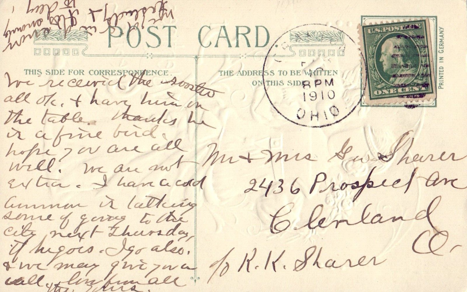 Woman with Cherub Whispering in her Ear St. Valentines Greeting Postcard