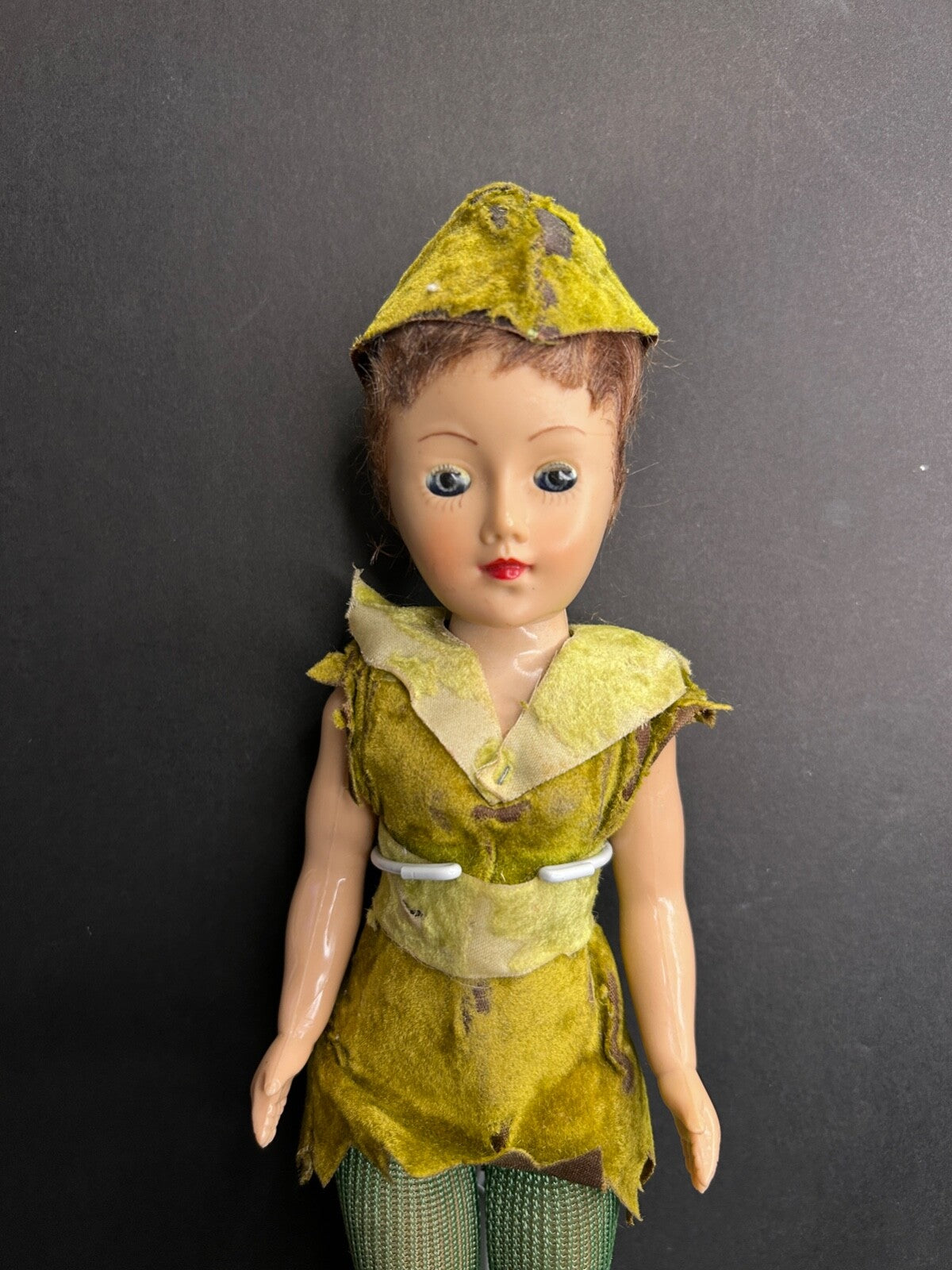1950's Vintage Peter Pan Doll Blinking Eyes Arms and Legs That Move With Stand