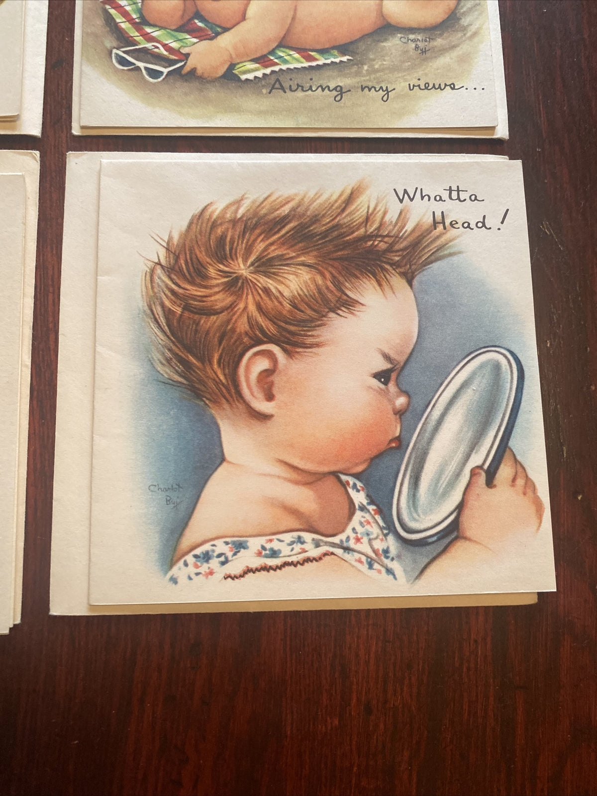 Vintage Artist Signed Charlot Byi Greeting Card Lot of 7 children Babies