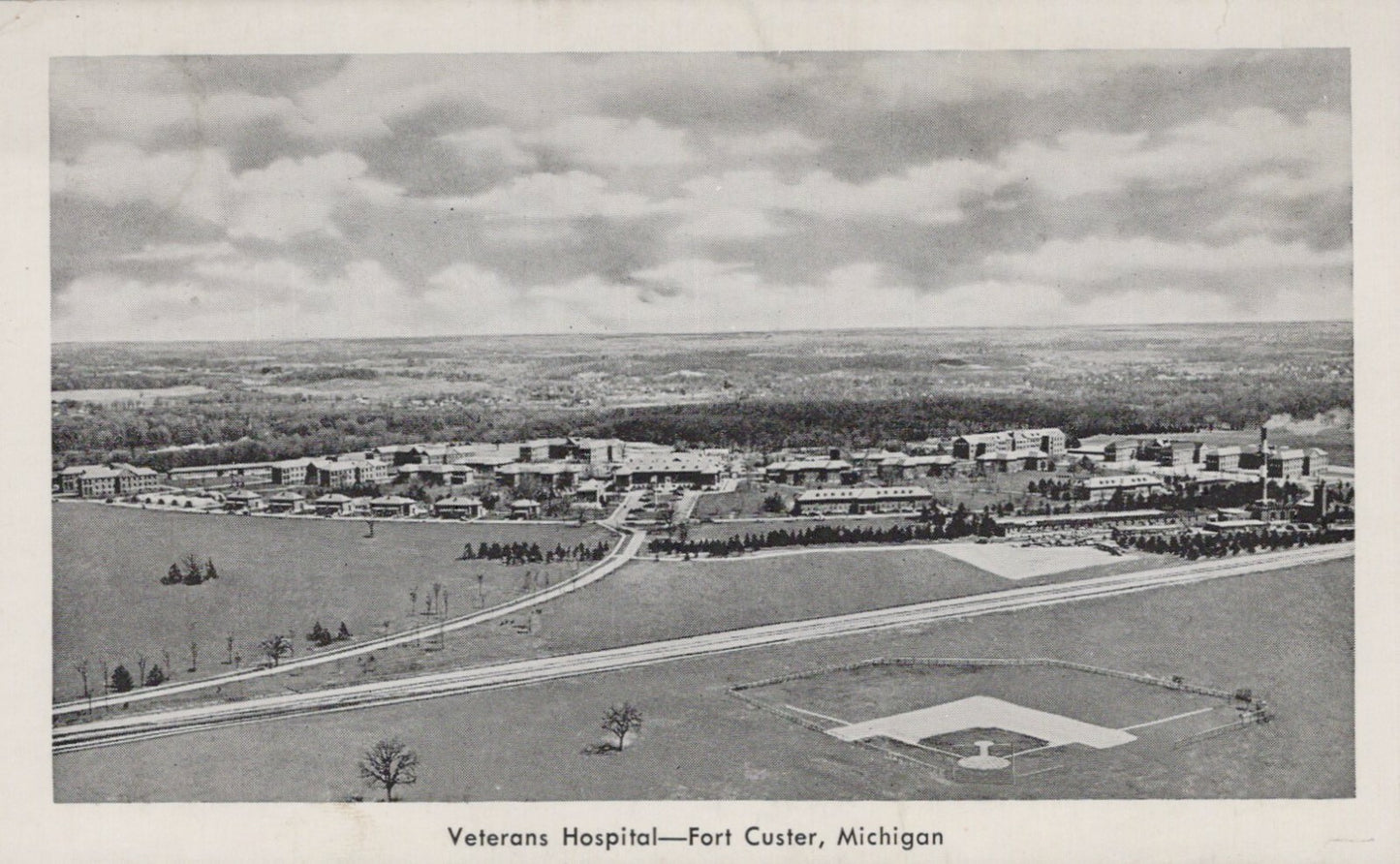 Aerial View Veterans Hospital Fort Custer Michigan MI Mich Postcard