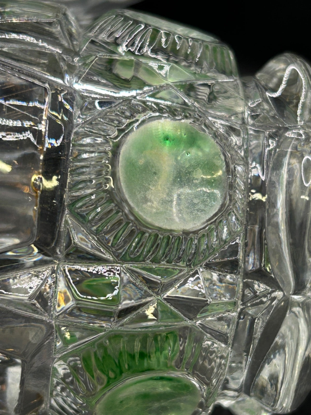 EAPG Newport 5X Goblets Glass Bull's Eye & Daisy Green Stain