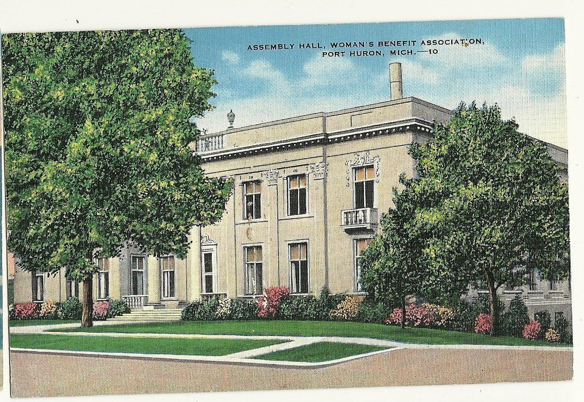 Assembly Hall Womans Benifit Association Port Huron MI Michigan Mich Postcard