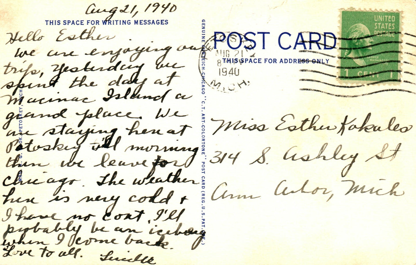 1940 Mitchell Street Bridge Petoskey Michigan MI Postcard