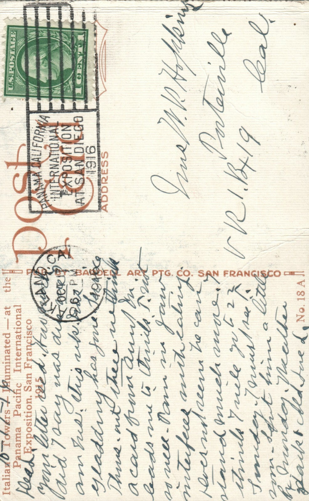 Italian Towers Illuminated at Night Panama Expo San Francisco California CA