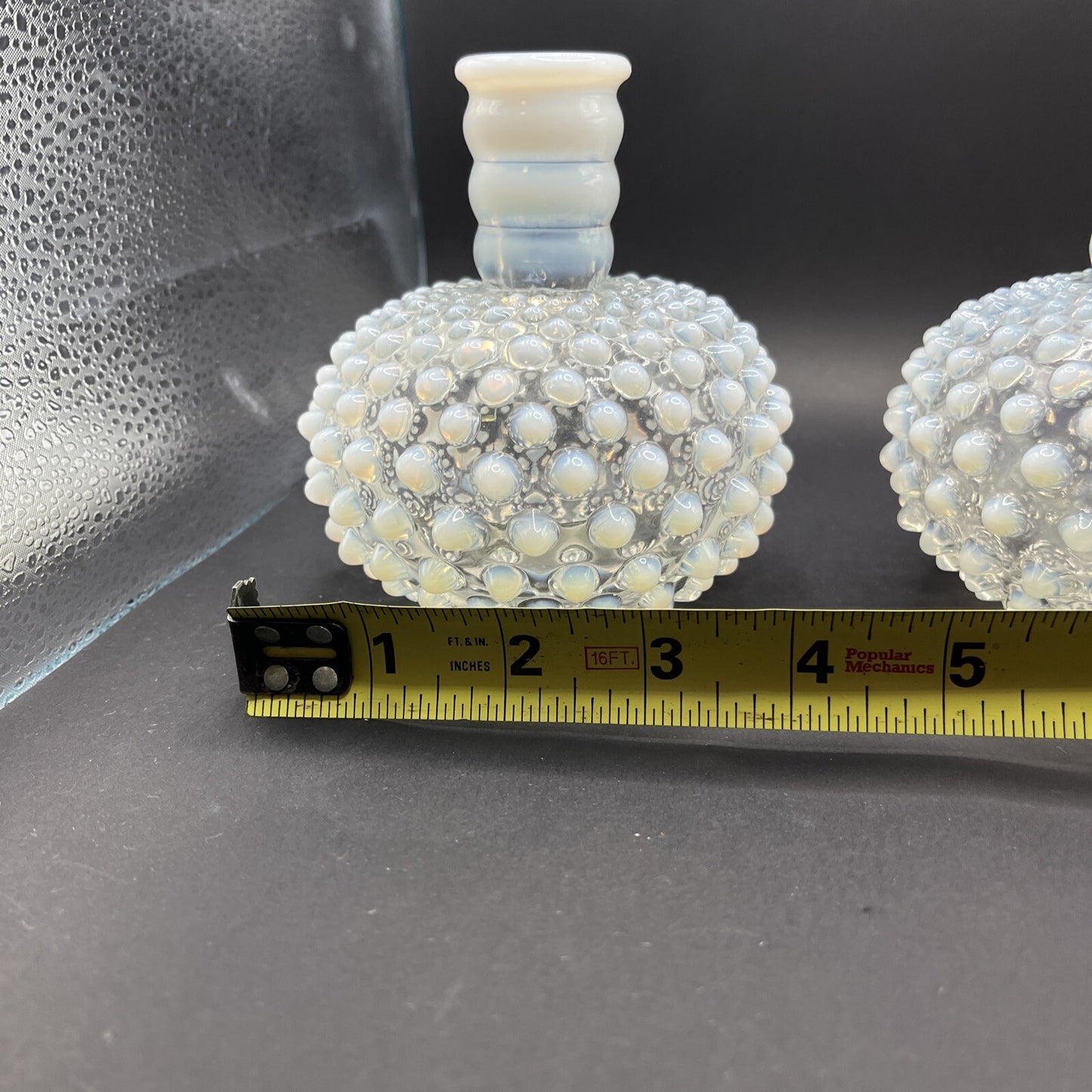 Vintage 2 Fenton Glass Perfume Bottles White Hobnail Opalescent bottles