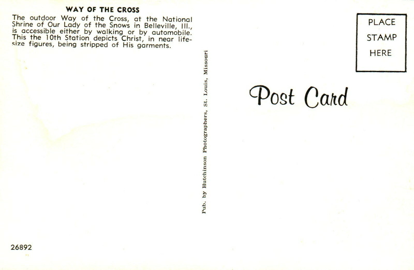 Way Of The Cross 26892  Chicago Illinois IL Postcard