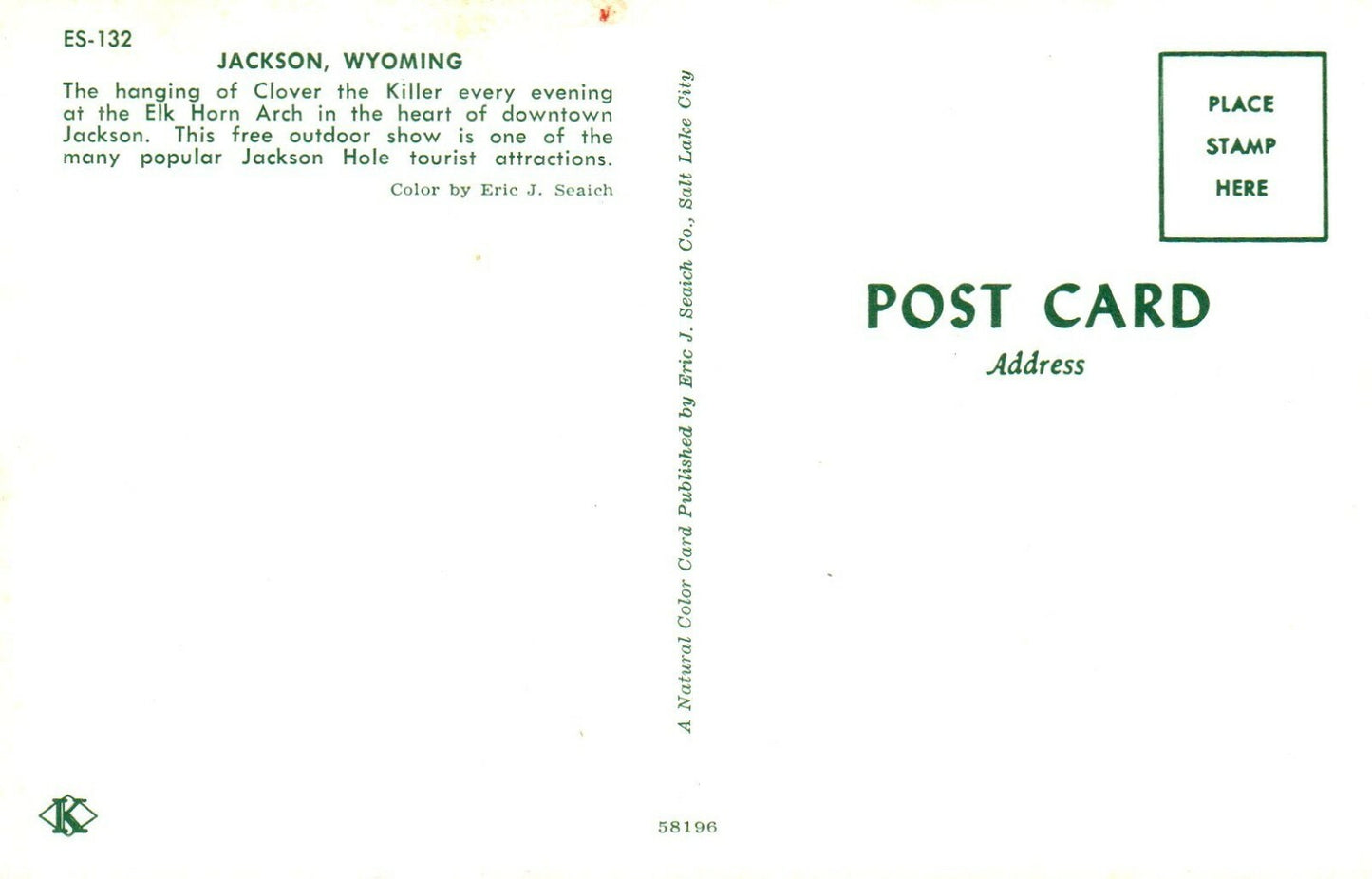 Jackson Elk Horn Arch Downtown Jackson Wyoming WY Postcard