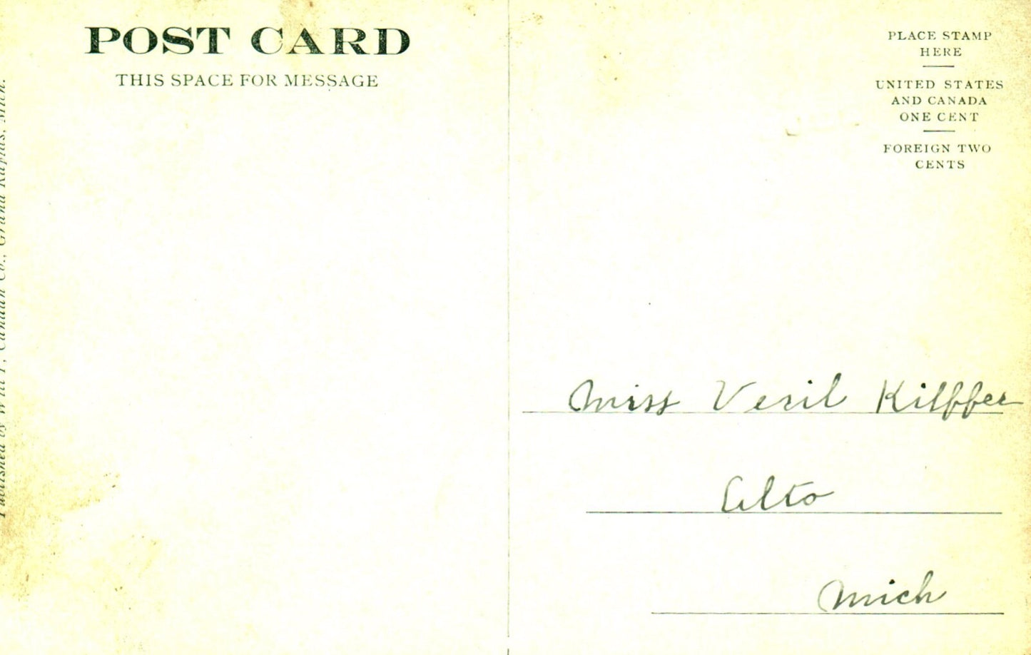 East Side of Main Street in Alto Michigan Vintage Postcard