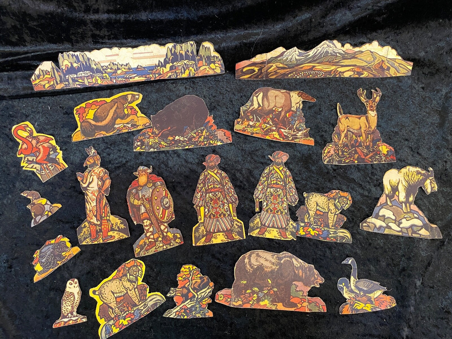 Primitive Cardboard Cutout Toys Paper Dolls Animals Warriors Vikings Indians