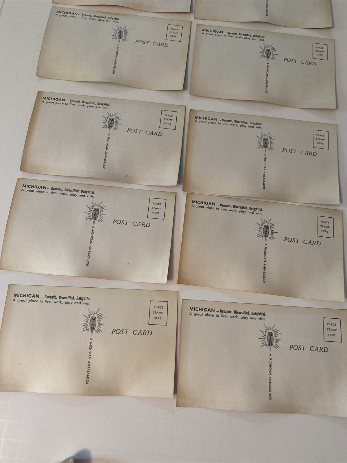 Lot of 10 Michigan Ambassador Advertising Series for Mich MI Postcards