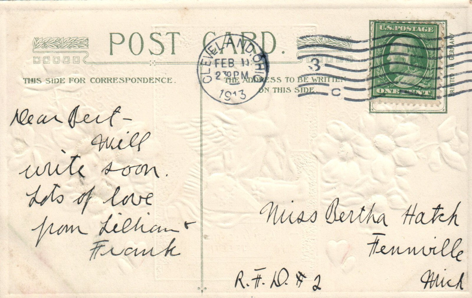 Winsch Jason Frexias Little Cherub with a Bow & Arrow Valentines Day Postcard