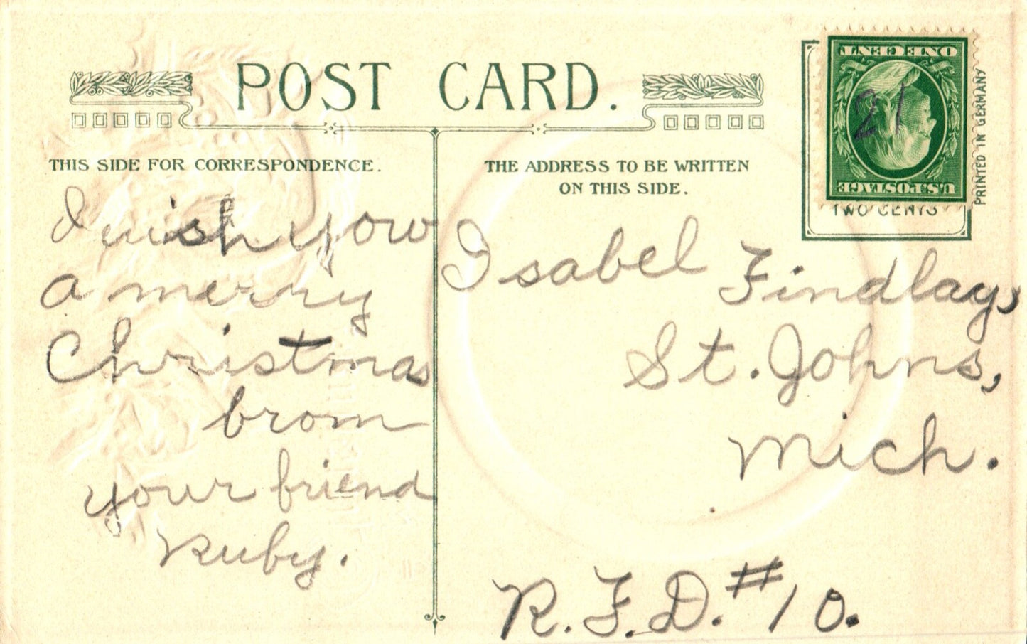 John Winsch A Merry Christmas Basket of Holly Vintage Postcard