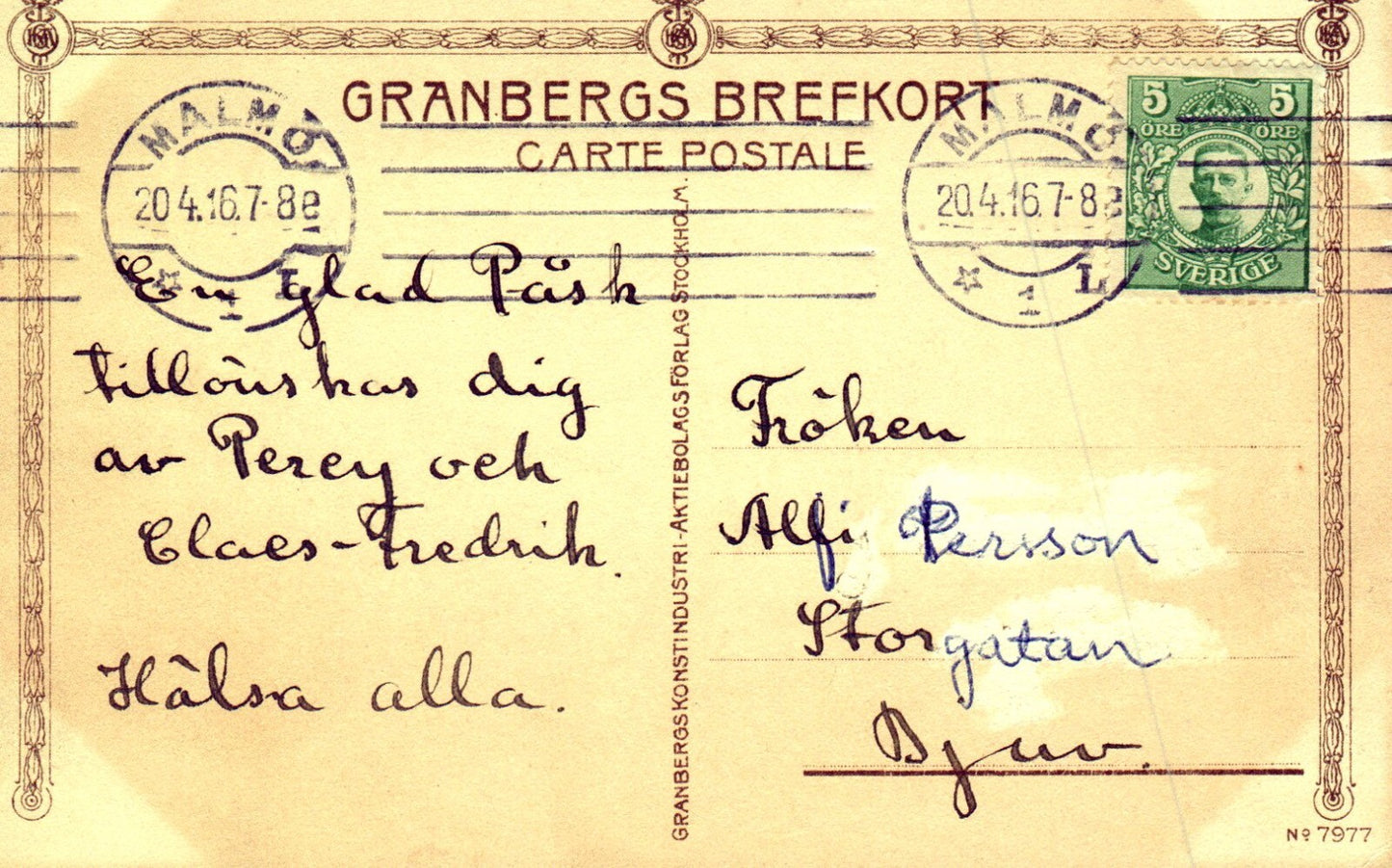 Glad Pask Anida Sand Sweden Artist Girl Chicks pull cart Cat Easter Postcard