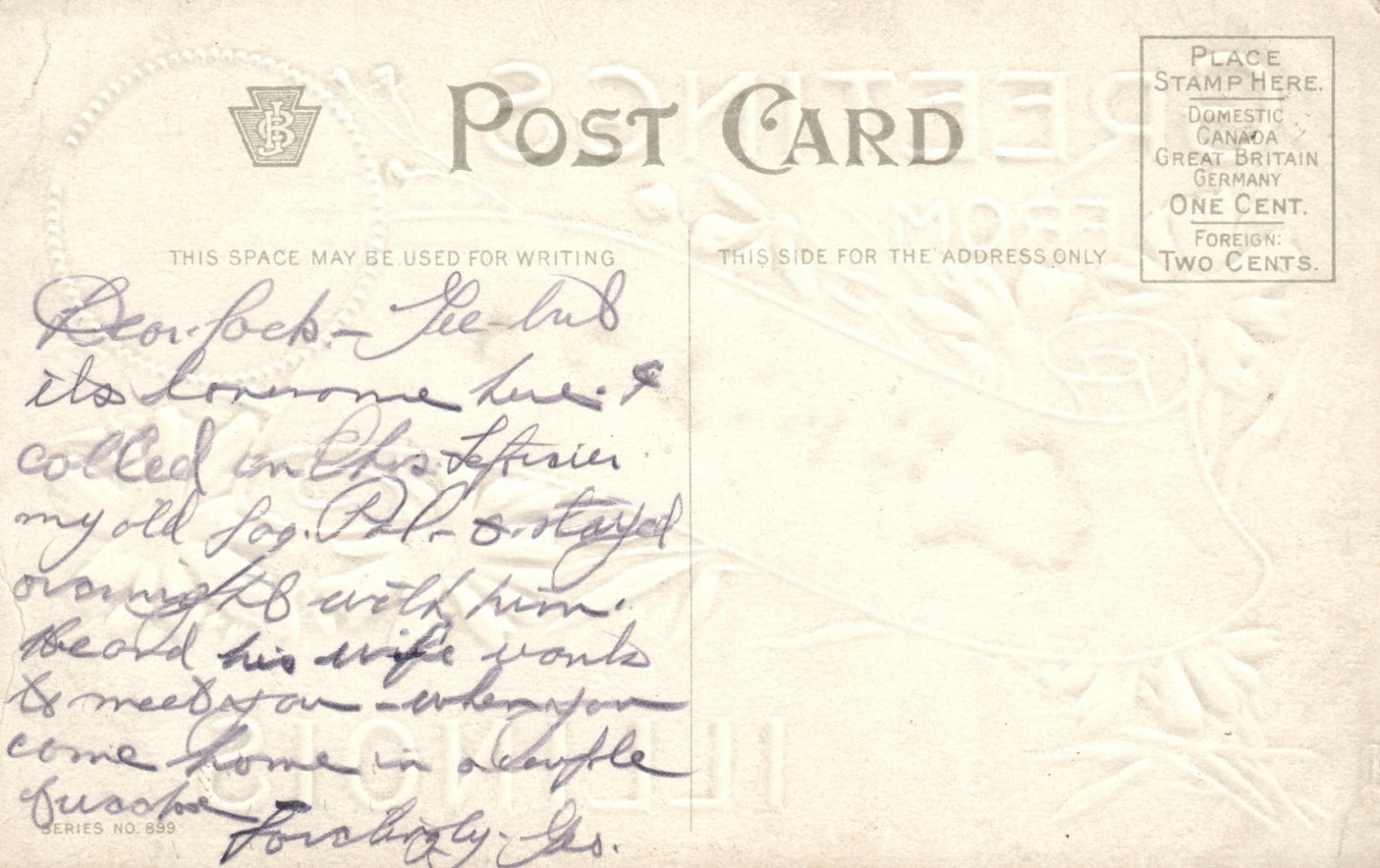 Large Letter with flowers Chicago Illinois IL Vintage Postcard PFB