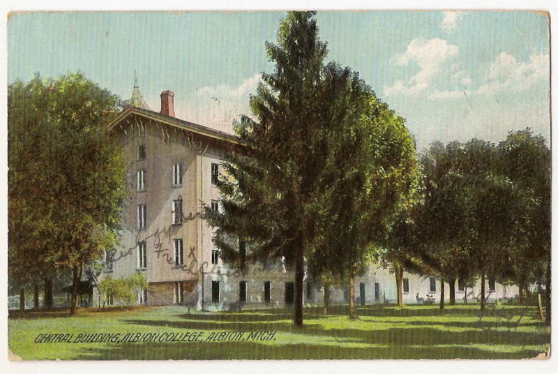 Central Building Albion College MI Mich Postcard