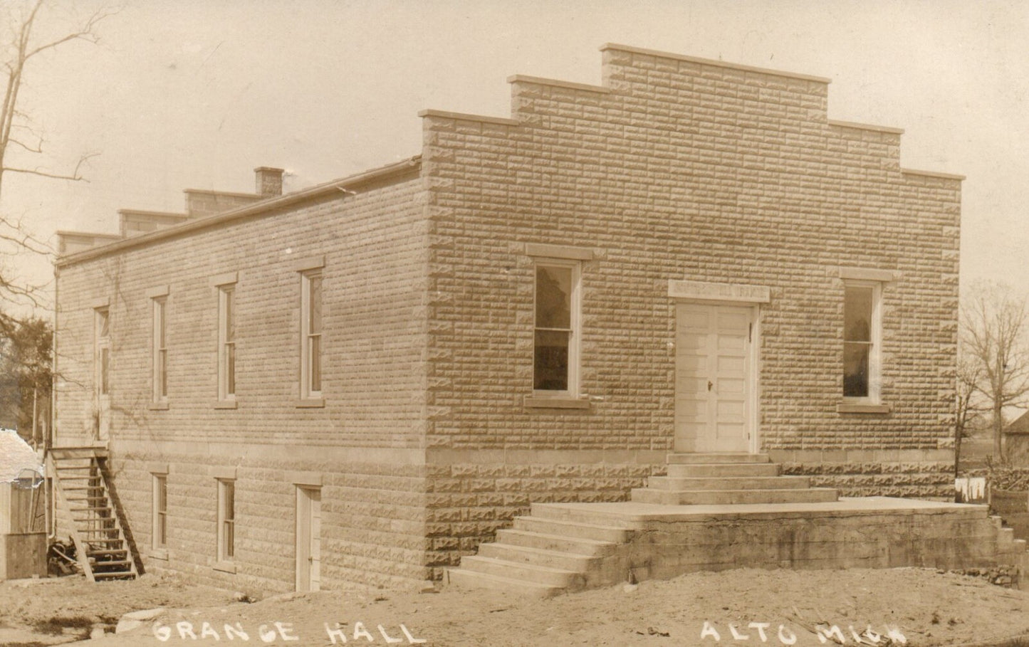 Grange Hall Alto Michigan Mich MI Real Photo Postcard