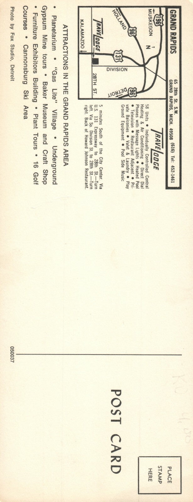 Panoramic 9x3.5 Travel Lodge Grand Rapids MI Michigan Hotel Motel Postcard