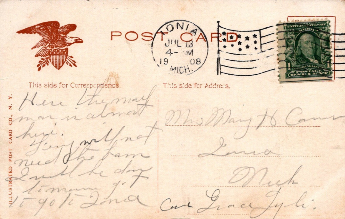 Artist Signed Man Falls by Pigs "Excuse Haste and a Bad Mess" Animal Postcard