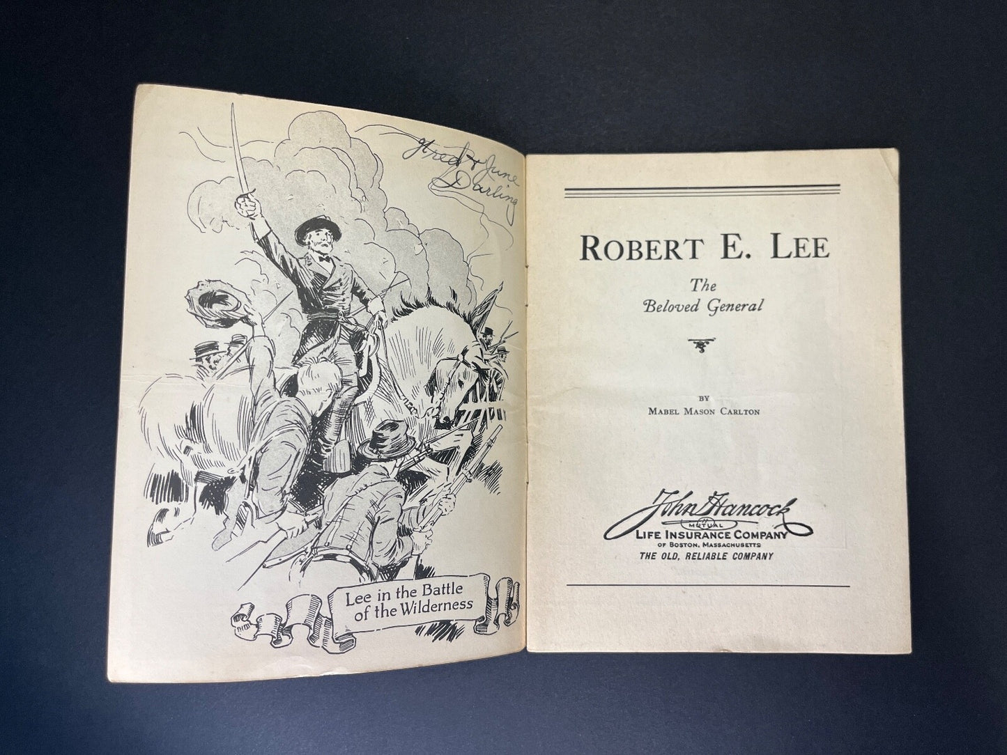 Vintage Robert E. Lee "The Beloved General" John Hancock Life Insurance Ad Book