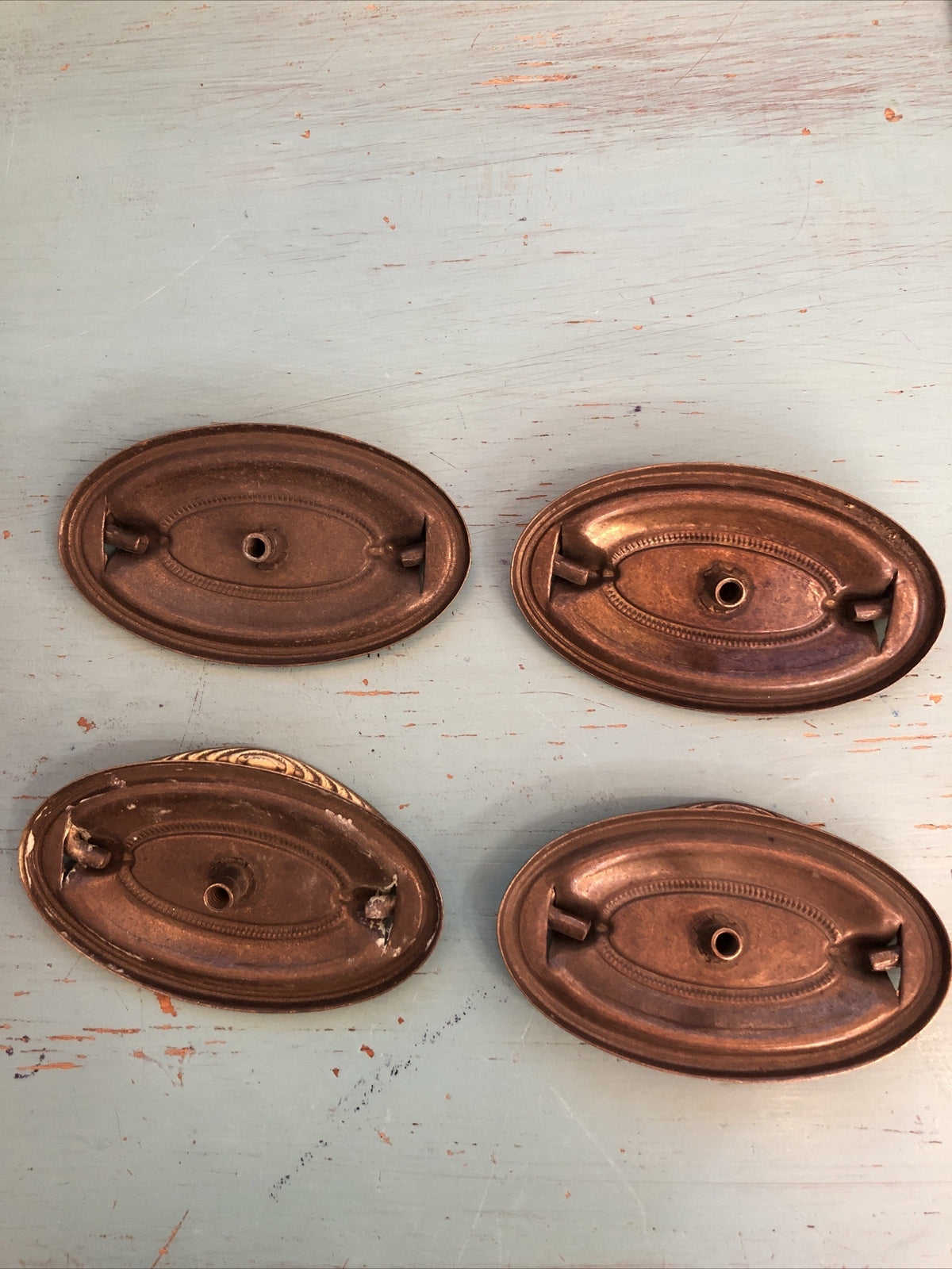 Lot of 4 Vintage ANTIQUE BRASS OVAL PULL HANDLES