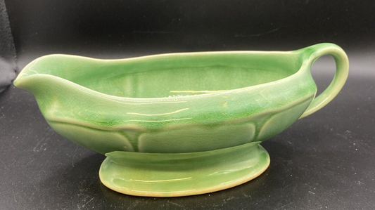 1930's Petalware Mount Clemens LIGHT Green Gravy Boat 8"