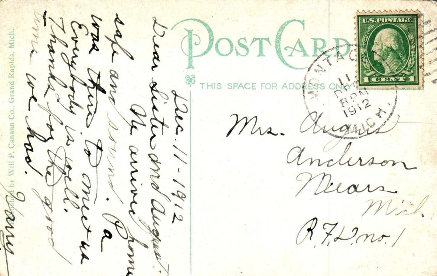 Bird's Eye View of Western Ave & Depot in Muskegon MI Michigan Postcard