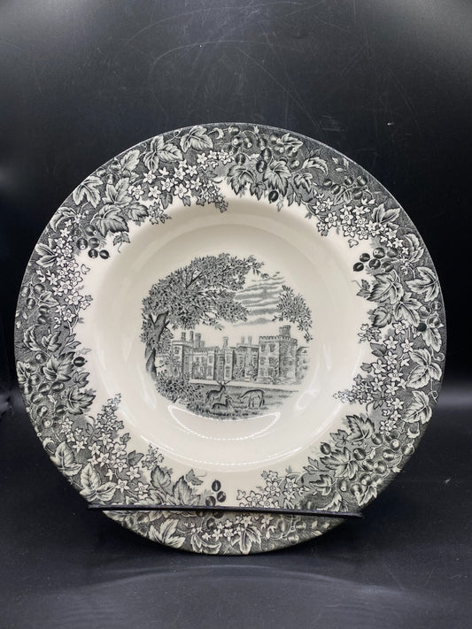 WEDGWOOD BLACK Soup Bowl Plate 9" Romantic England Queen's Ware Dishes