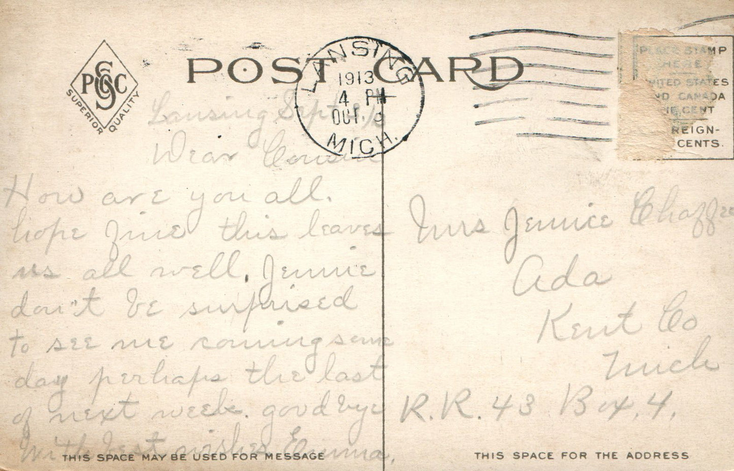 East Side Park Lansing Michigan MI Postcard