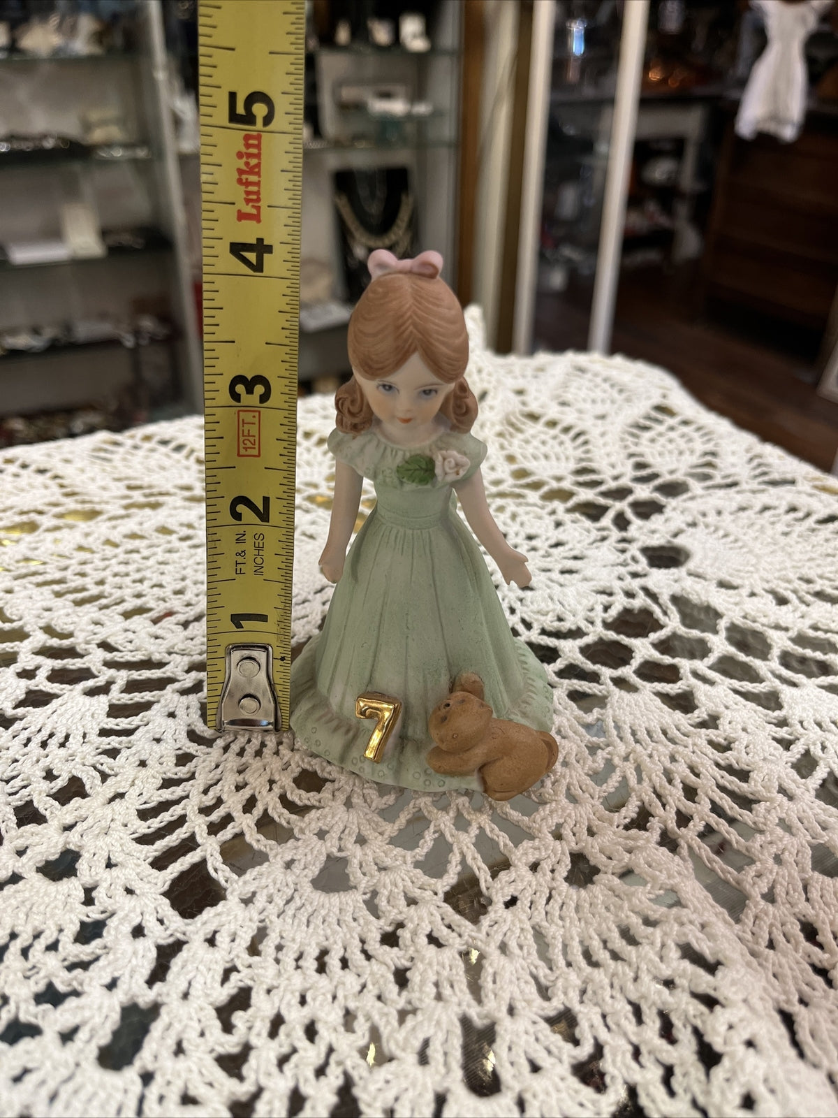 Enesco Growing Up birthday girls figurine blonde 7, cake topper