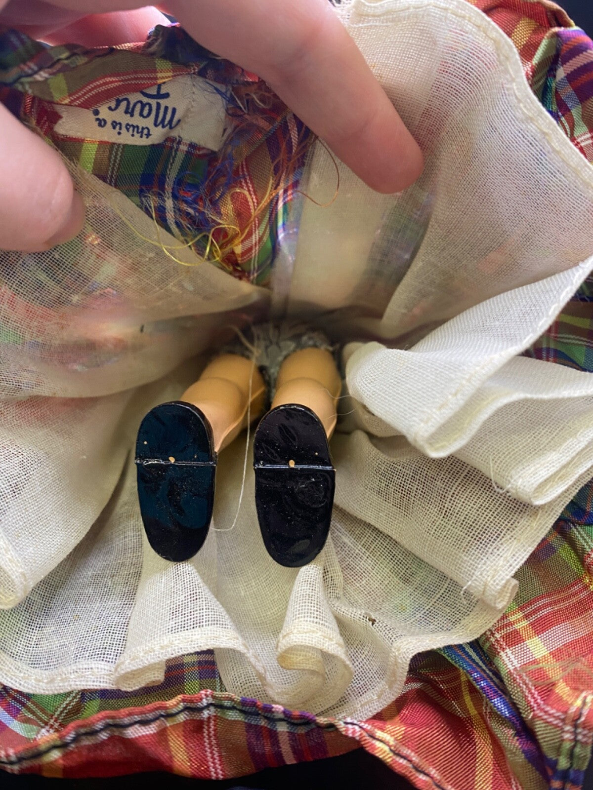 8" Marcie Doll Vintage Scottish DOLL blue eyes plaid dress