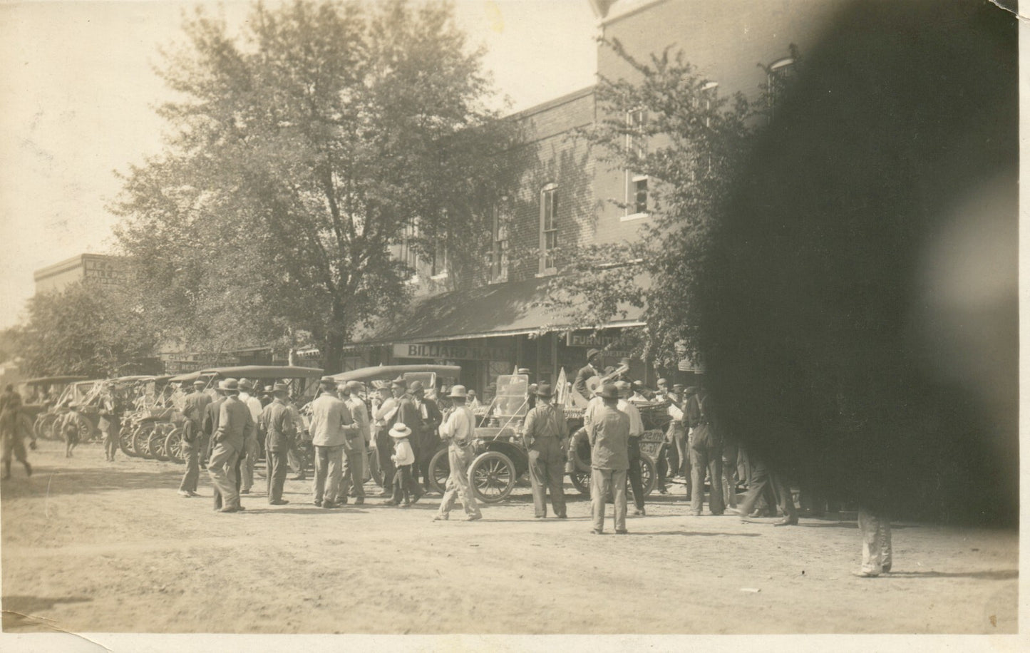 1911 Real Photo Dunbar Nebraska NE Neb Postcard Old Cars