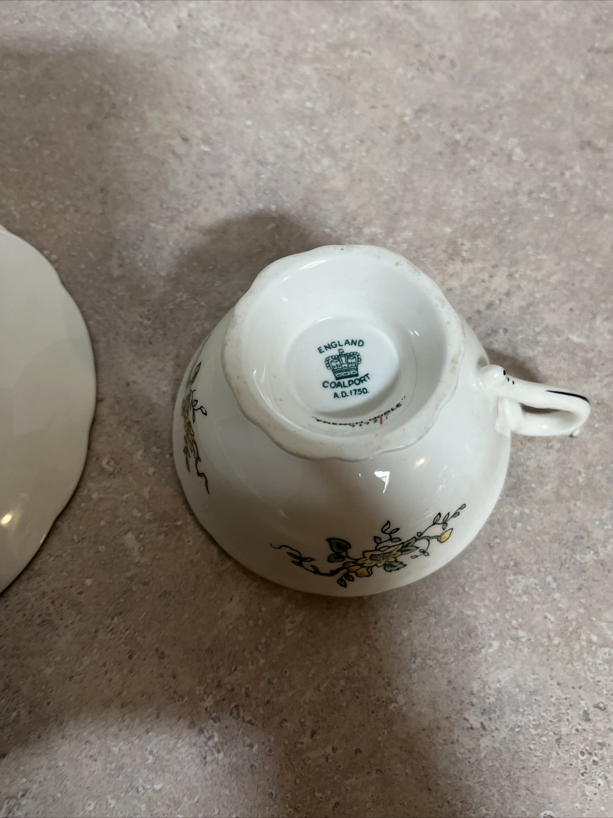 Antique Coalport England French Noble Yellow Tea Cup. numbered