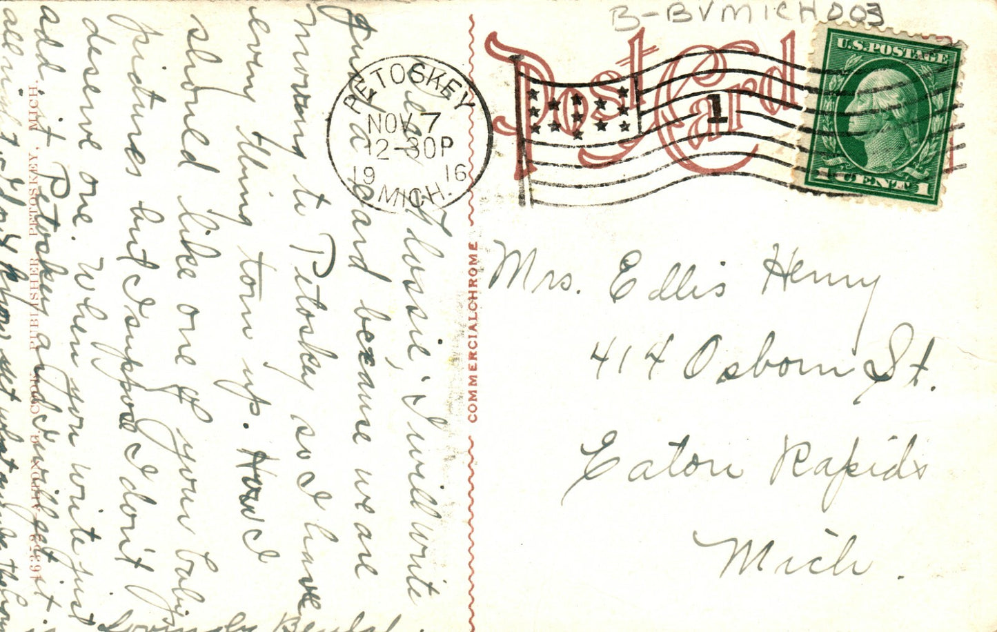 1916 John M Hall Auditorium Bay View MI Michigan Mich Postcard