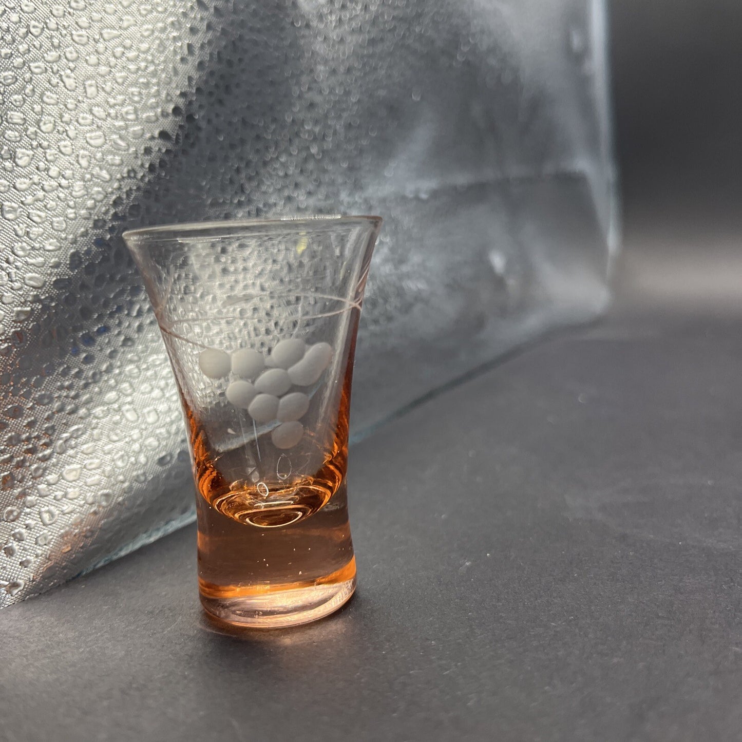 Barware VTG Shot Glass Set Of 5 Pastel Colored Bottoms Multi Color. 3.5" Tall