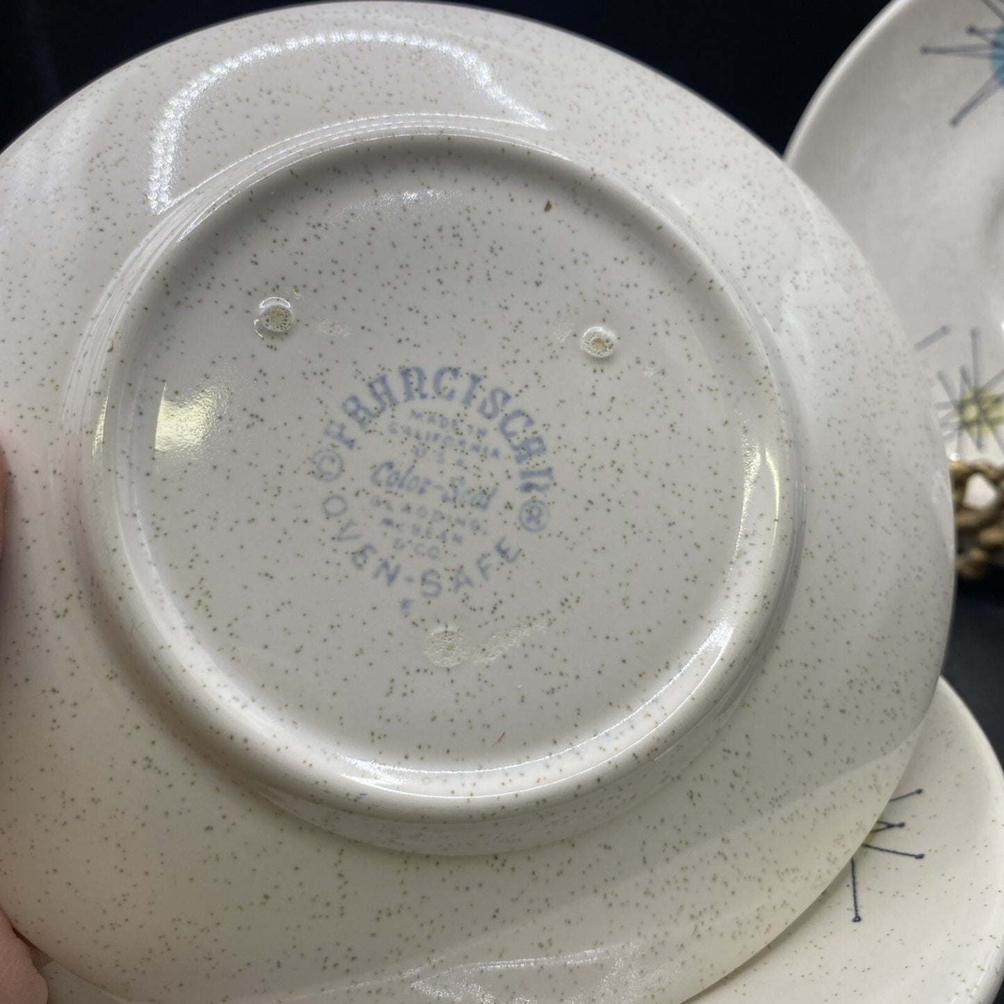Vintage MCM 4 Coffee Cup Saucers FRANCISCAN Atomic Starburst Mid Century Modern